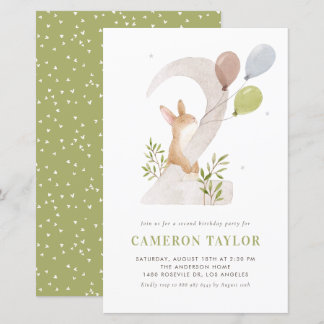 Kaninchen Wasserfarbe Zweite Einladung zum Geburts