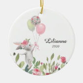 Kaninchen Weihnachtsschmuck, Sonne Keramik Ornament (Vorne)