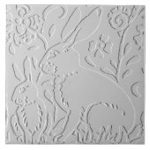 Kaninchen Weißgraues, florenbespanntes Waldtier Fliese (Vorderseite)