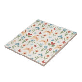 Kaninchen Wildblumen Folkloremuster Fliese (Seite)