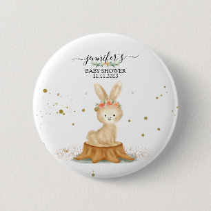 Kaninchen-Wildtier-Wald-Babyparty-Punkte Button