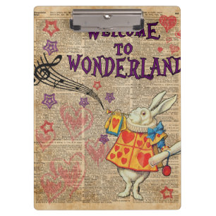 Kaninchen Willkommen bei .. Alice im Wunderland Klemmbrett
