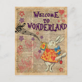 Kaninchen Willkommen in .. Alice im Wunderland Postkarte (Vorderseite)
