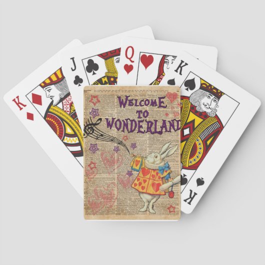 Kaninchen-Willkommen zu. Alice im Wunderland Spielkarten (Rückseite)