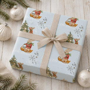 Kaninchen Winterferien Geschenkpapier