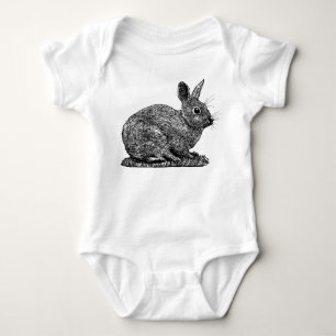Kaninchen - Zeichnung im Stil mit Feder und Tinte Baby Strampler