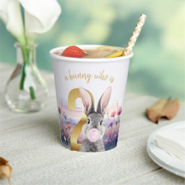 Kaninchen Zweites Geburtstag blühend rosa Kaugummi Pappbecher