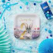 Kaninchen Zweites Geburtstag blühend rosa Kaugummi Pappteller (Party)