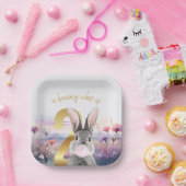 Kaninchen Zweites Geburtstag blühend rosa Kaugummi Pappteller (Party)