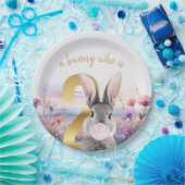 Kaninchen Zweites Geburtstag blühend rosa Kaugummi Pappteller (Party)