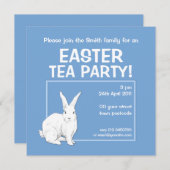 Kaninchenblaue Ostereinladung Einladung (Vorne/Hinten)
