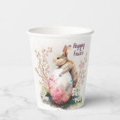 Kanincheneier und Blume im Osterwasser - Pappbecher (Rückseite)