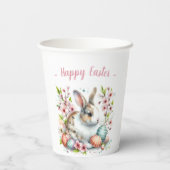 Kanincheneier und Blume im Osterwasser Pappbecher (Rückseite)