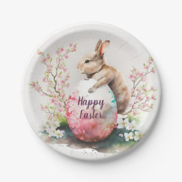 Kanincheneier und Blume im Osterwasser - Pappteller
