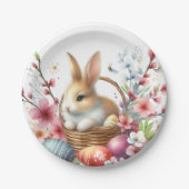 Kanincheneier und Blume im Osterwasser - Pappteller (Vorderseite)