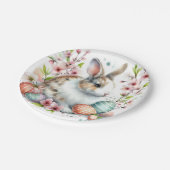 Kanincheneier und Blume im Osterwasser - Pappteller (Schrägansicht)