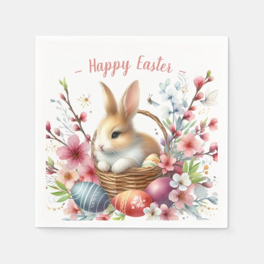 Kanincheneier und Blume im Osterwasser - Serviette (Vorderseite)