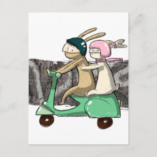 Kaninchenfahrt Postkarte