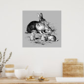 Kaninchenfamilie - Archivdruck Poster (Küche)