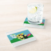 Kaninchenfeder glasuntersetzer (Schrägansicht)