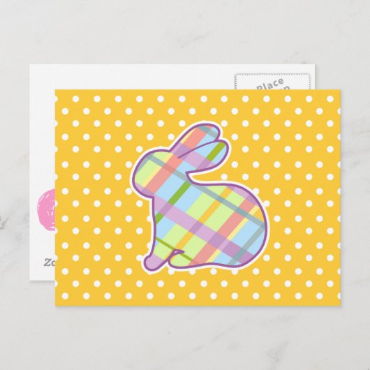 Kaninchenform auf Gelben Polka Docks Hintergrund Postkarte (Vorne/Hinten)