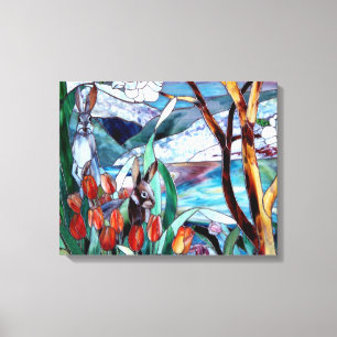 Kaninchengarten Geständetes Glas auf umrissenen Ca Leinwanddruck