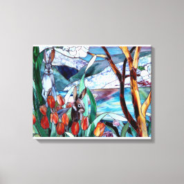 Kaninchengarten Geständetes Glas auf umrissenen Ca Leinwanddruck