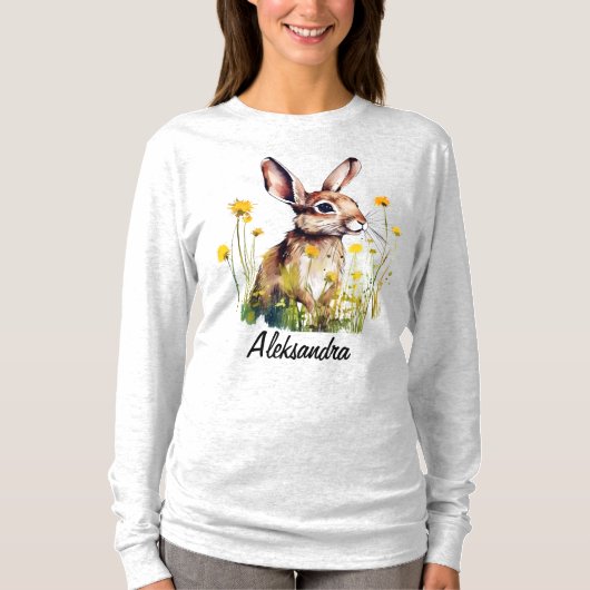 Kaninchengelbe Blume Langschläfer TShirt (Vorderseite)