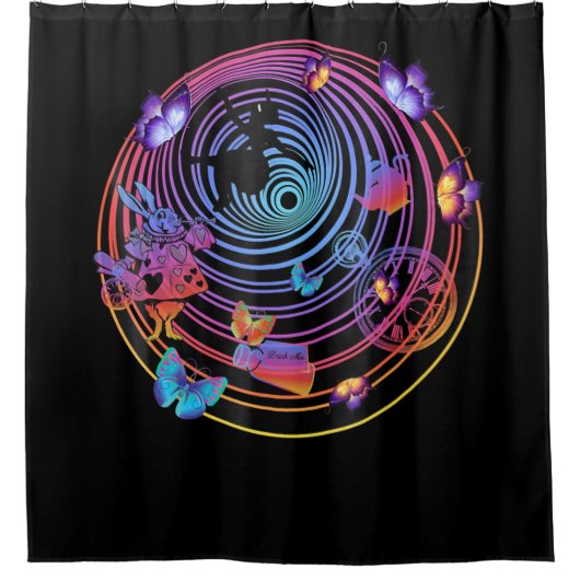 Kaninchengeschenk| Alice im Wunderland Duschvorhang (Vorderseite)