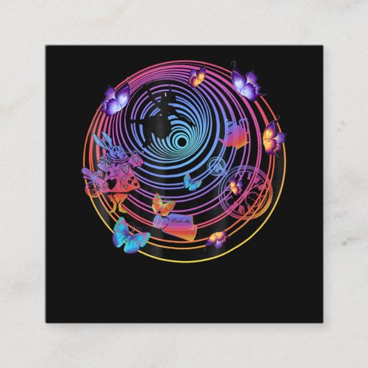 Kaninchengeschenk| Alice im Wunderland Quadratische Visitenkarte (Vorderseite)