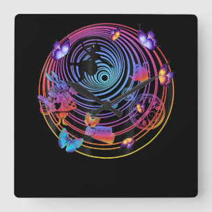 Kaninchengeschenk  Alice im Wunderland Quadratische Wanduhr