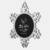 Kaninchengeschenk| Glaube Jackalope Schneeflocken Zinn-Ornament (Rechts)