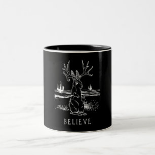 Kaninchengeschenk Glaube Jackalope Zweifarbige Tasse