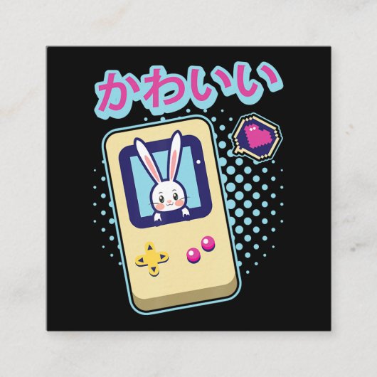 Kaninchengeschenk| Niedlicher Bunny Pastel Kawaii Quadratische Visitenkarte (Vorderseite)