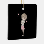 Kaninchengeschenk| Niedliches kleines Mädchen und Keramikornament (Rechts)