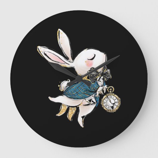 Kaninchengeschenk| Weißes Kaninchen der Alice im W Große Wanduhr (Vorderseite)