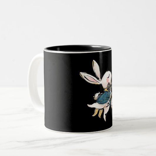 Kaninchengeschenk| Weißes Kaninchen der Alice im W Zweifarbige Tasse (Vorderseite Links)