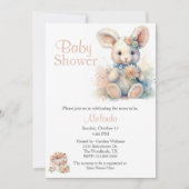 Kaninchengeschlecht, gefüllt, neutrale Babydusche Einladung (Vorderseite)