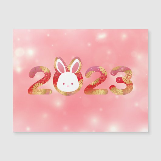 Kaninchenjahr 2023, chinesisches Neujahr, Magnetkarte (Vorderseite)