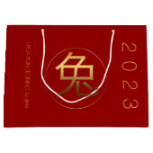 Kaninchenjahr 2023 Gold Prägung Symbol L Geschenk  Große Geschenktüte (Vorderseite)