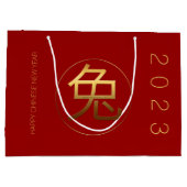 Kaninchenjahr 2023 Gold Prägung Symbol L Geschenk  Große Geschenktüte (Rückseite)