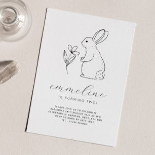 Kaninchenlinie Zeichnend Einladung zum Geburtstag