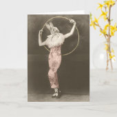 Kaninchenmädchen mit hula Band-Grußkarte Karte (Gelbe Blume)