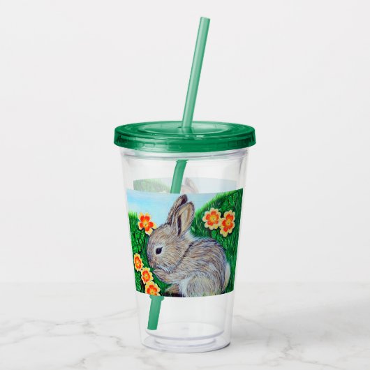 Kaninchenmalerei in Springtime Acryltrinkbecher (Rückseite)