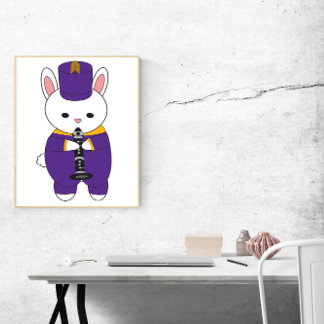 Kaninchenmarching-Band-Klarinette Lila gelb Poster