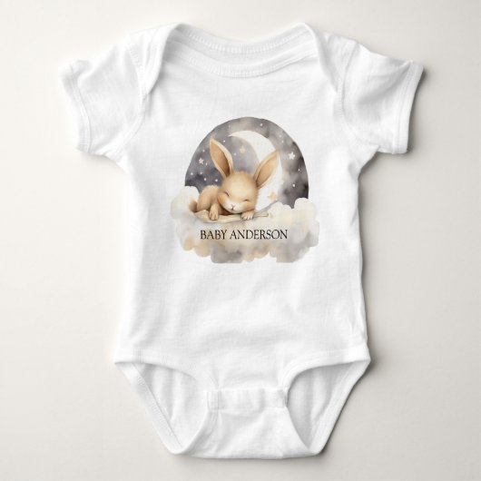 Kaninchenmoon Himmelsbeige niedlich Baby Strampler (Vorderseite)