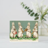 Kaninchenmusik-Bandantike Ostern-Grüße Feiertagspostkarte (Stehend Vorderseite)