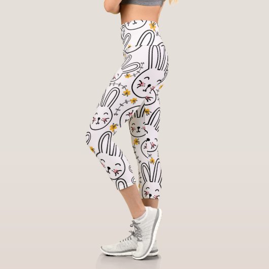 Kaninchenmuster Capri Leggings (Links)