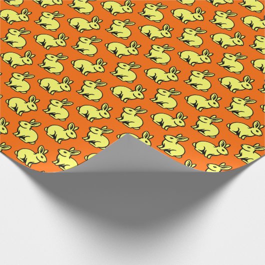 Kaninchenmuster - gelb, schwarz und orange geschenkpapier (Ecke)