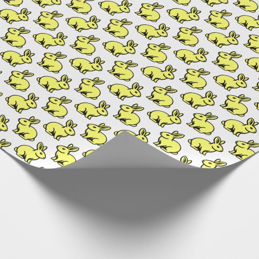 Kaninchenmuster - gelb, schwarz und weiß geschenkpapier (Ecke)